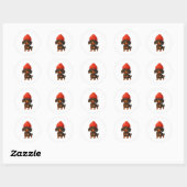 Sticker Rond Funny dachshund with strawberries and hat fruity (Feuille)