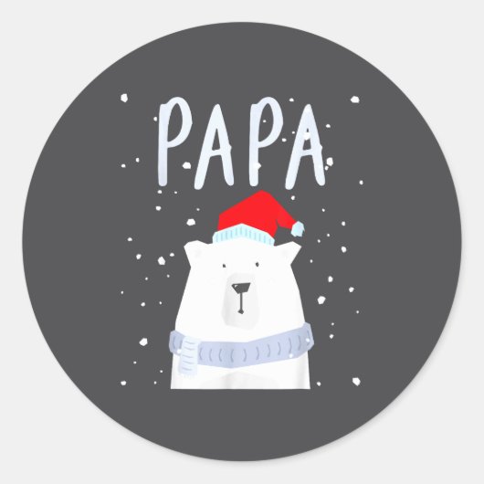 Sticker Rond Funny Dad Bear Christmas Saint Hat Couples Family (Devant)