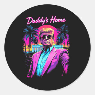 Sticker Rond Funny Daddys Accueil Maison Blanche Trump Pink 202