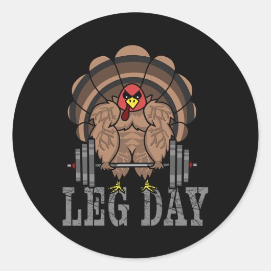 Sticker Rond Funny Deadlifting Turkey Thanksgiving Leg Day Dead (Devant)