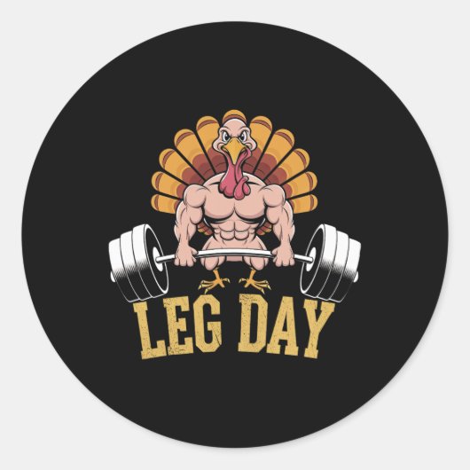 Sticker Rond Funny Deadlifting Turkey Thanksgiving Leg Day Dead (Devant)