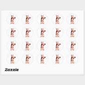 Sticker Rond Funny debout chaton joueuse (Feuille)