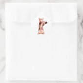Sticker Rond Funny debout chaton joueuse (Sac)