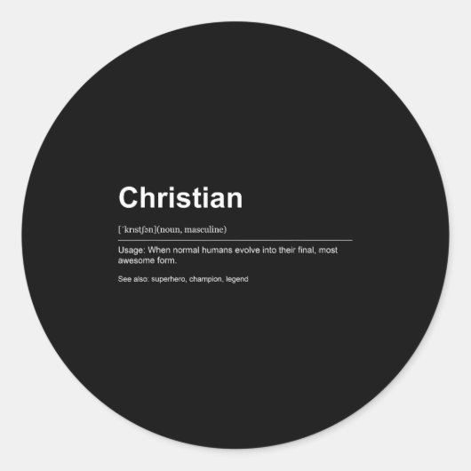 Sticker Rond Funny Definition Quote For The Name Christian _ (Devant)