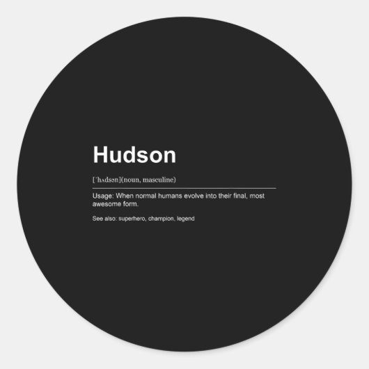 Sticker Rond Funny Definition Quote For The Name Hudson _  (Devant)