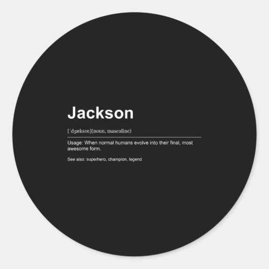 Sticker Rond Funny Definition Quote For The Name Jackson _ (Devant)