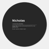 Sticker Rond Funny Definition Quote For The Name Nicholas _ (Devant)