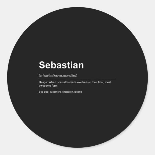 Sticker Rond Funny Definition Quote For The Name Sebastian _ (Devant)