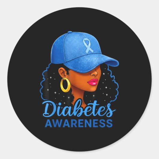 Sticker Rond Funny Diabetes Awareness Month Black Women (Devant)