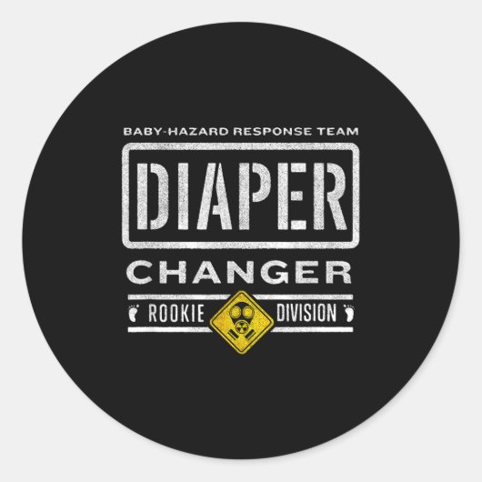 Sticker Rond Funny Diaper Changer Duty - Expecting Baby New Dad (Devant)