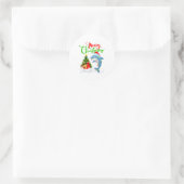 Sticker Rond Funny Dolphin Fish Lover Xmas Lighting Dolphin Chr (Sac)