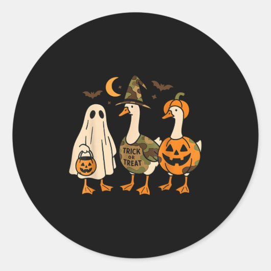 Sticker Rond Funny Duck Duck Boo Halloween Costume Duck (Devant)