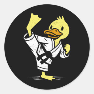 Sticker Rond Funny Duck Karate Martial Arts Memes Co. Duck Kara
