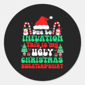 Sticker Rond Funny Due To Inflation This Is My Ugly Christmas S (Devant)