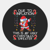 Sticker Rond Funny Due To Inflation This Is My Ugly Christmas S (Devant)