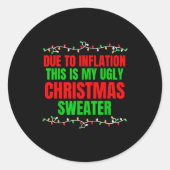 Sticker Rond Funny Due To Inflation Ugly Christmas Sweaters Fam (Devant)