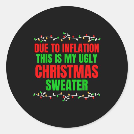 Sticker Rond Funny Due To Inflation Ugly Christmas Sweaters Fam (Devant)