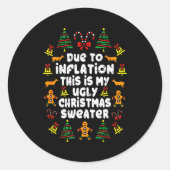 Sticker Rond Funny Due To Inflation Ugly Christmas Sweaters For (Devant)
