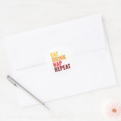 Sticker Rond Funny Eat Drink Nap Repeat (Enveloppe)