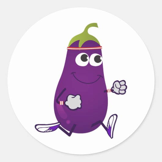 Sticker Rond Funny Eggplant Runner (Devant)
