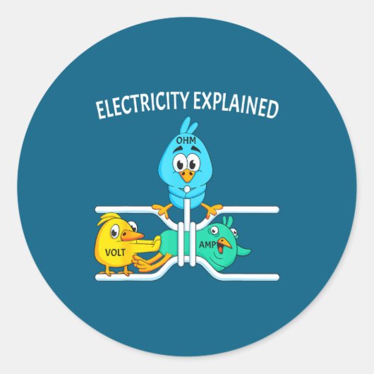 Sticker Rond Funny Electrician For Men Women Electricity Engine (Devant)