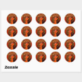 Sticker Rond Funny Elegant Giraffe Accessoré Style Africain (Feuille)