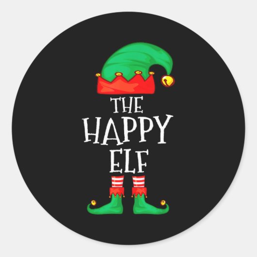 Sticker Rond Funny Elf Family Christmas The Happy Elf Sweater M (Devant)