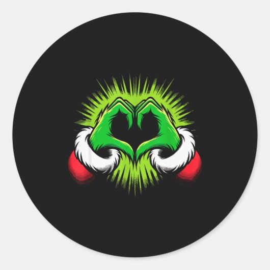 Sticker Rond Funny Elf Heart Hands Love Christmas  (Devant)