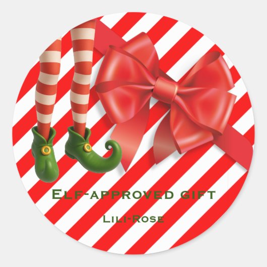 Sticker Rond Funny Elf Legs Christmas | North Pole Mischief (Devant)