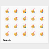 Sticker Rond Funny Emoticon Party (Feuille)