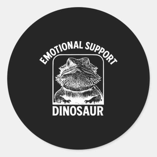 Sticker Rond Funny Emotional Suprt Dinosaur  (Devant)