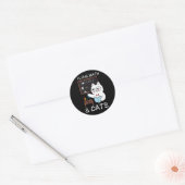 Sticker Rond Funny Enseignant Amoureux des chats Math Et Chat E (Enveloppe)
