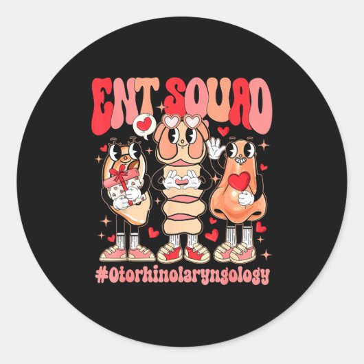 Sticker Rond Funny Ent Squad Otolaryngologist Ent Valentines Da (Devant)