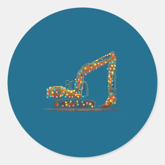 Sticker Rond Funny Excavator Christmas Graphics Lights Lover  (Devant)