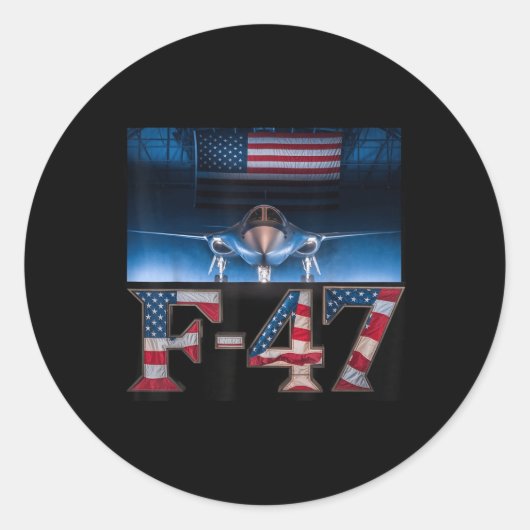 Sticker Rond Funny F47 Fighter F-47 Jet Fighter Aircraft (Devant)