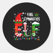 Sticker Rond Funny Family Matching Pajamas Gymnastics Elf Chris (Devant)