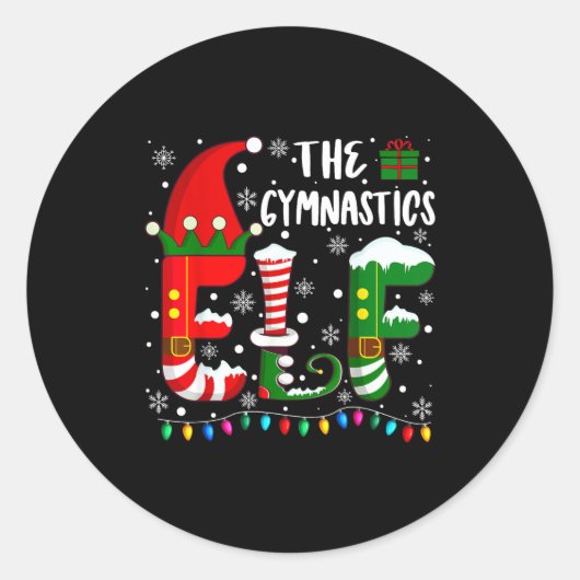 Sticker Rond Funny Family Matching Pajamas Gymnastics Elf Chris (Devant)