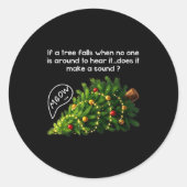 Sticker Rond Funny Felines Pushing Christmas Tree Ugly Xmas Paj (Devant)
