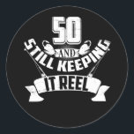 Sticker Rond Funny Fishing 50th Birthday Venin Fisherman 50 Yea<br><div class="desc">Funny Fishing 50th Birthday Venin Fisherman 50 Years Old</div>