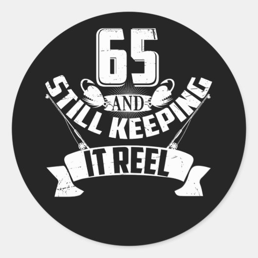 Sticker Rond Funny Fishing 65th Birthday Gift Fisherman 65 Year (Devant)
