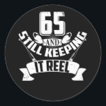 Sticker Rond Funny Fishing 65th Birthday Gift Fisherman 65 Year<br><div class="desc">Funny Fishing 65e anniversaire Gift Fisherman 65 ans</div>