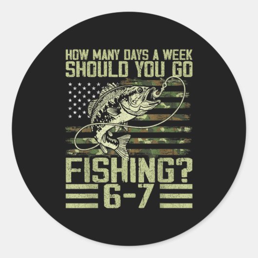 Sticker Rond Funny Fishing Boy Teens Kid Camouflage Usa Flag B  (Devant)