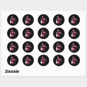 Sticker Rond Funny Flamingo Bowling N Bowl Bowler (Feuille)