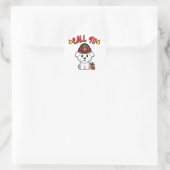 Sticker Rond Funny Fluffy dog est un pompier (Sac)