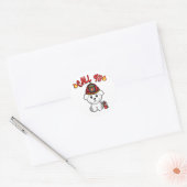 Sticker Rond Funny Fluffy dog est un pompier (Enveloppe)