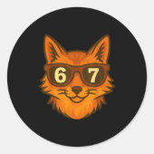 Sticker Rond Funny Fox Sungles 67 Six Seven Meme (Devant)