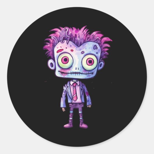 Sticker Rond Funny Frankenstein Monster Halloween Fun (Devant)