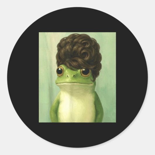 Sticker Rond Funny Frog Beehive Bob Haircut Meme  (Devant)