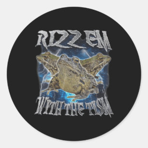 Sticker Rond Funny Frog Rizz Em Avec Tism Frog Meme Autisme