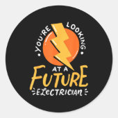 Sticker Rond Funny Future Electrician Electrical Engineer  (Devant)